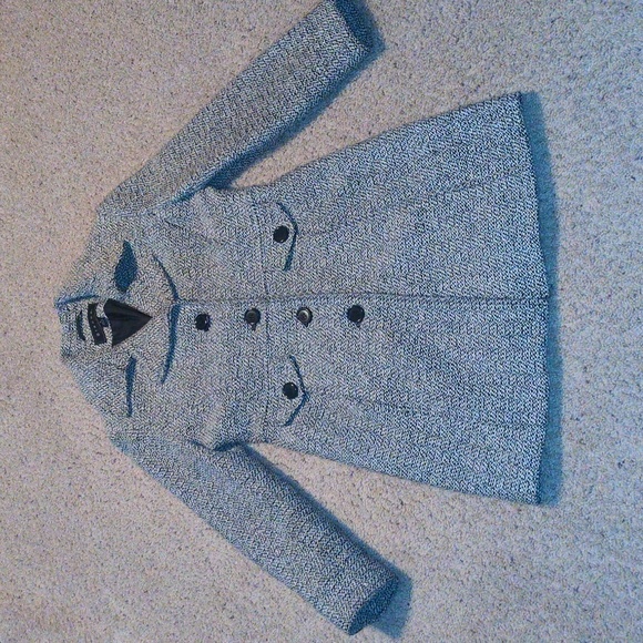 Giacca Black and White Single-Breasted Wool Winter Coat - Picture 8 of 14